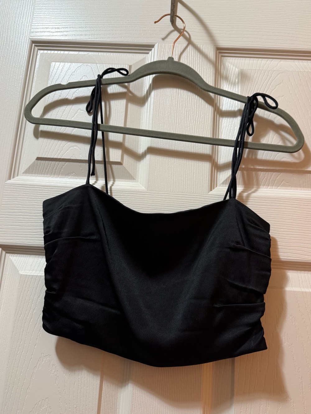Zara Black Smocked Tie-Strap Crop Top. Size Medium. Never worn!